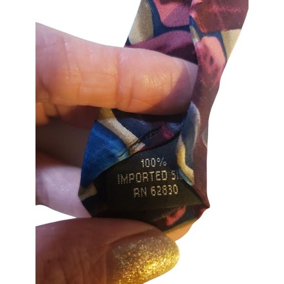 J Garcia Mens Tie Necktie Designer Luxury Red Blue Tan Abstract Corporate Casual - Picture 7 of 11